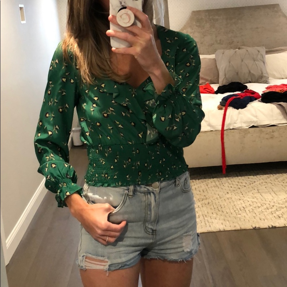 NWOT never worn intermix floral silk smock blouse